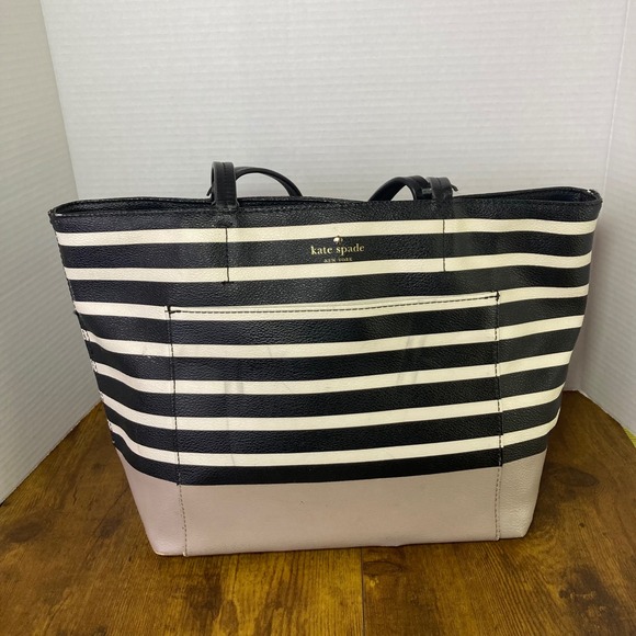 Kate Spade New York Stripe Tote Bag Shoulder Bag Purse - Picture 1 of 16